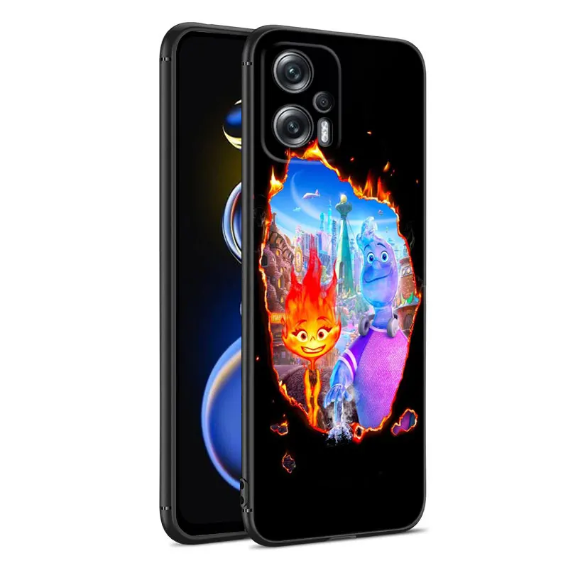 Disney Elemental Black Silicone Phone Case For Xiaomi POCO X3 X4 NFC F4 GT F5 M3 M4 M6 X5 X6 Pro NEO 5G C55 C65 M5 4G