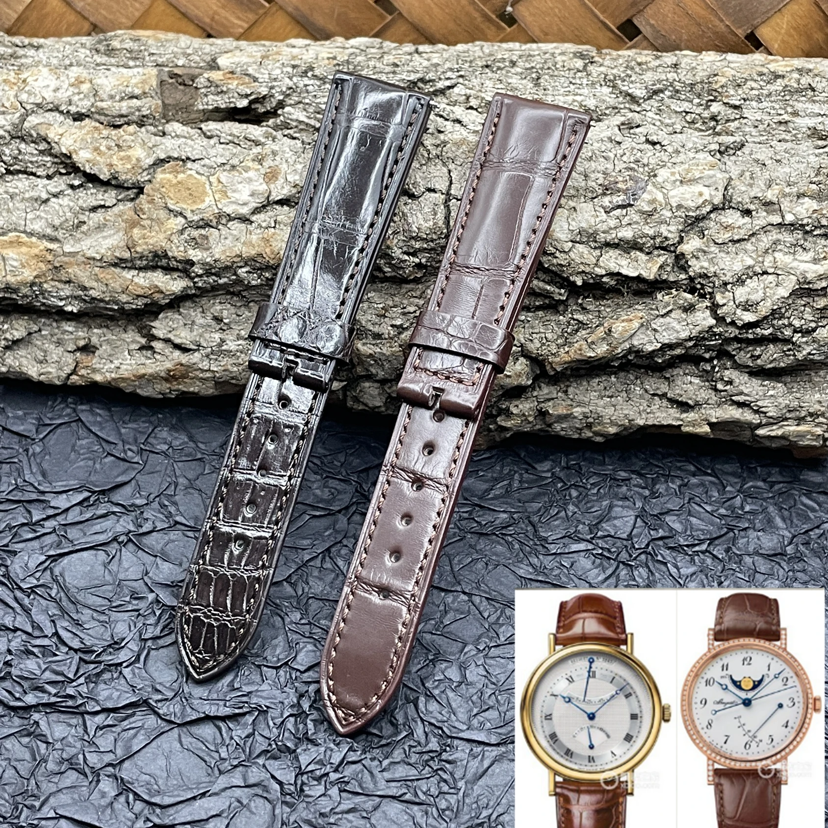 

Suitable for Baoji classic series 5207BA/7788BR original alligator leather strap 20mm