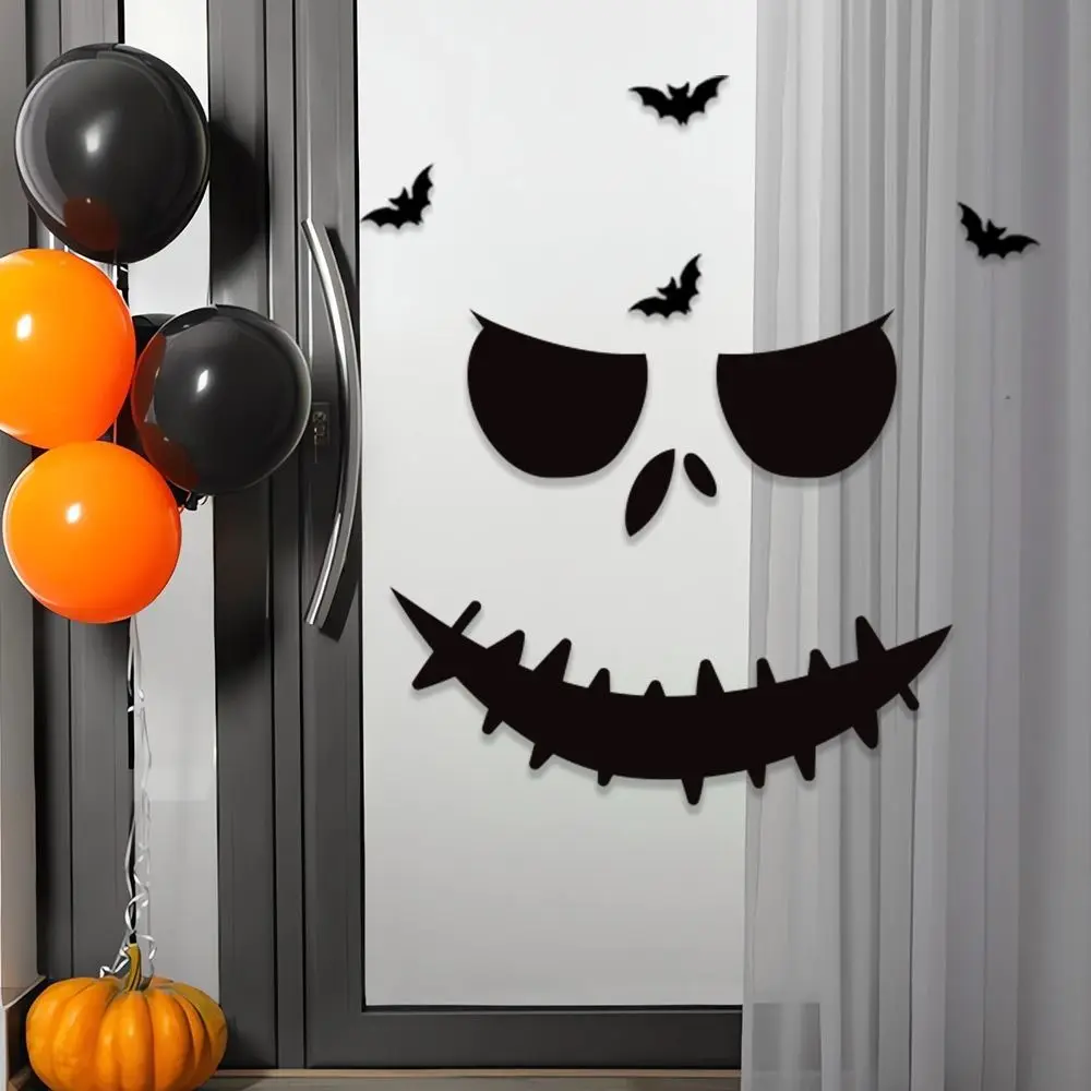 Skull Pumpkin Halloween Skull Felt Stickers Scary Removable Ghost Wall Stickers Demons Halloween Wallpaper Decal Home Decoration