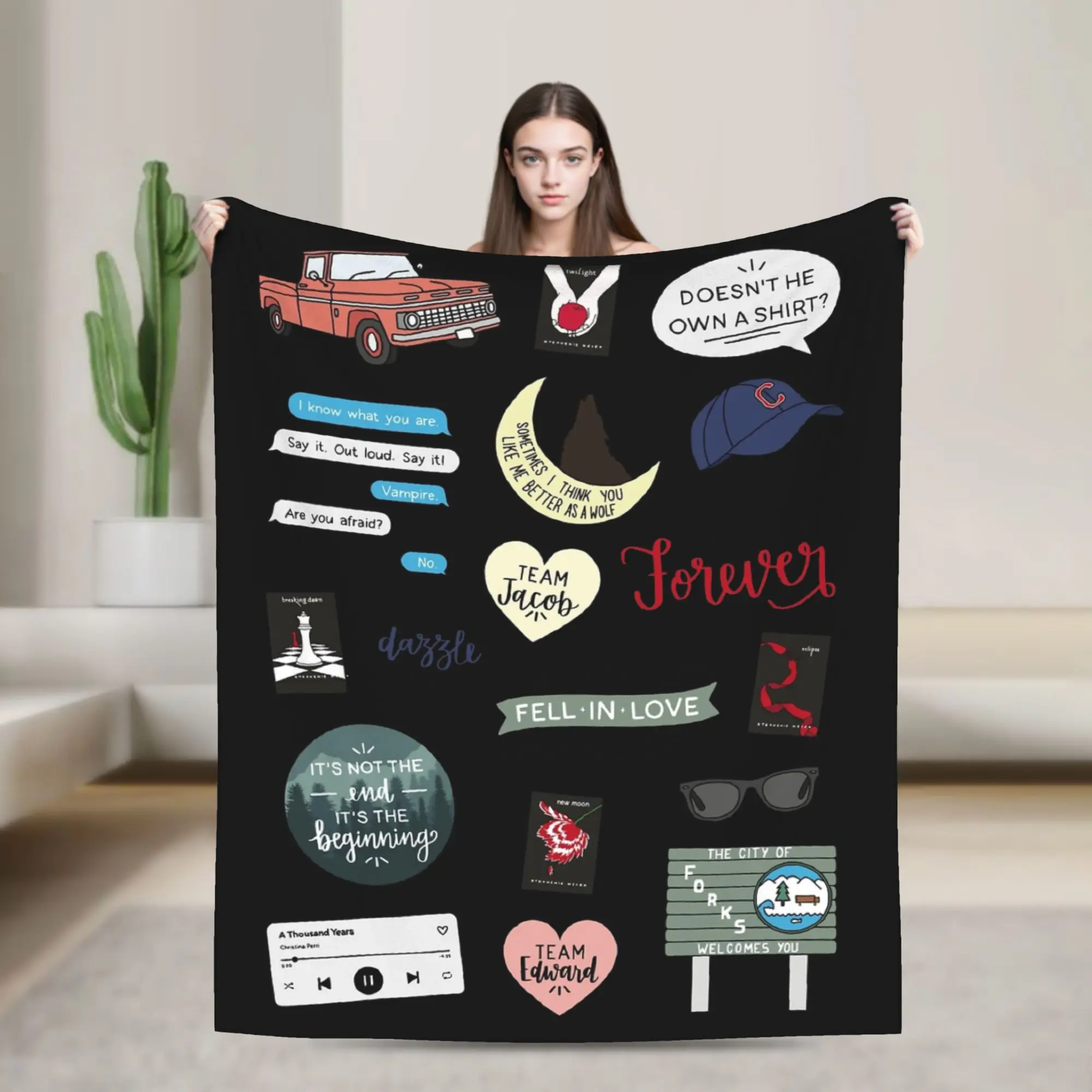 Twilight Movie and Book Art Blankets Fleece All Season  Breathable Thin Throw Blanket for Sofa Outdoor Bedding Throws