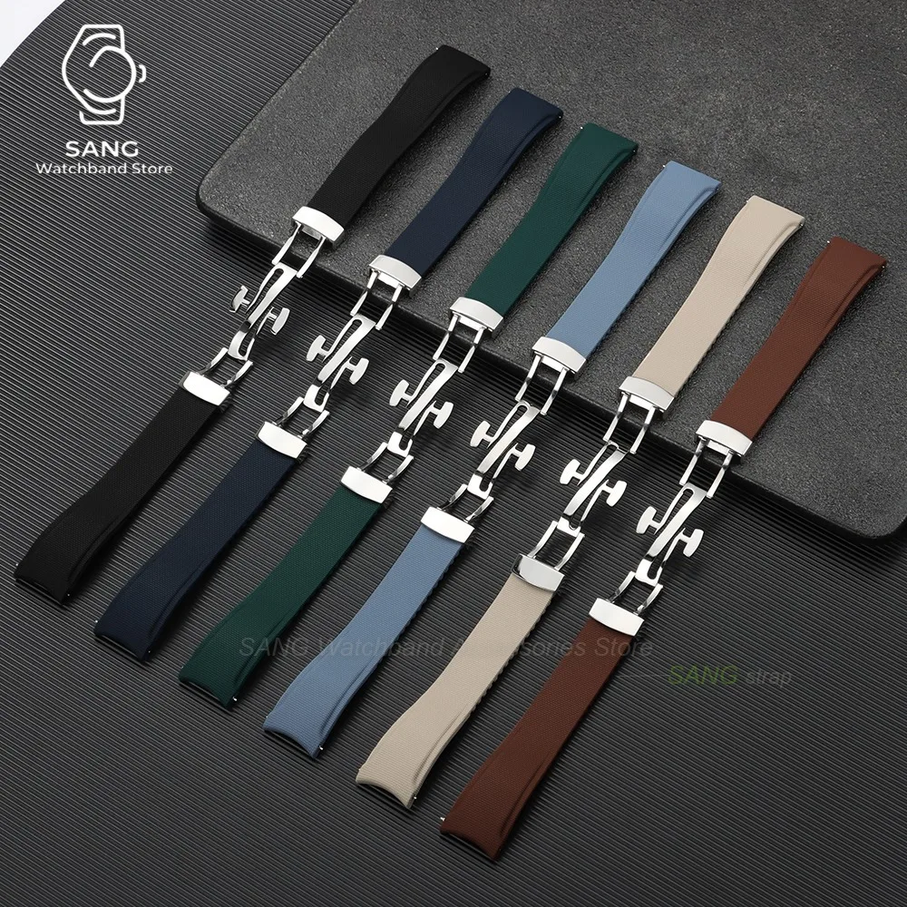 20mm 21mm 22mm Schnellverschluss Uhrenarmband mit gebogenem Ende, neues weiches FKM Fluorkautschuk Uhrenarmband, Herren Armband, universelles Sportarmband – Detail 16