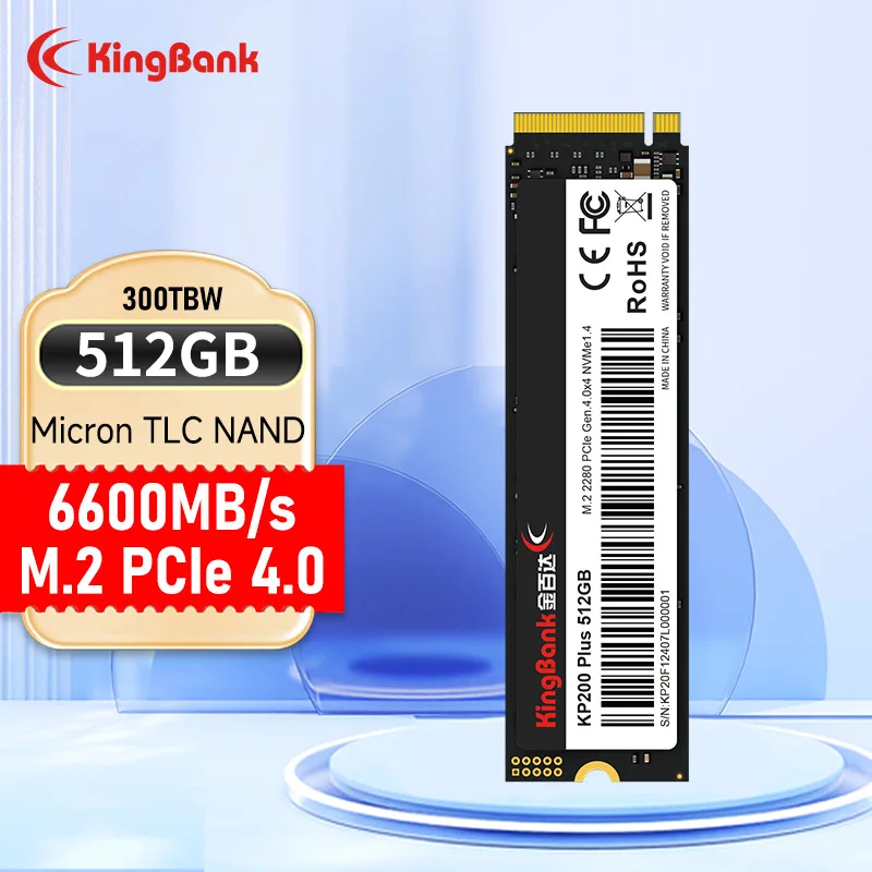 M2 SSD NVMe KP200 Plus 512 GB M.2 PCIe 4.0 Disco rigido 2280 Disco a stato solido interno per laptop Desktop 6600 MB/S Chip Micron