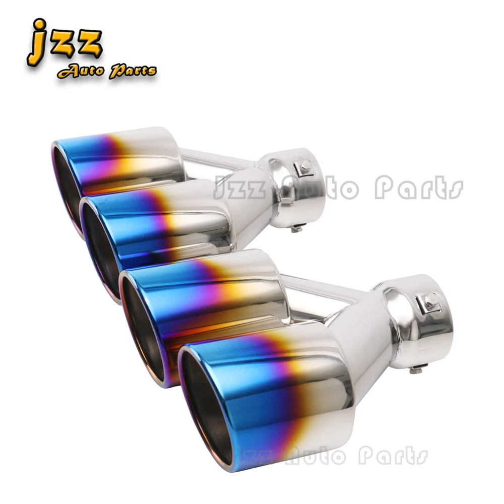 

1PCS Stainless Steel Chrome Exhaust tailpipe Universal Car 76mm to 102mm Y pipe Dual Muffler Tip