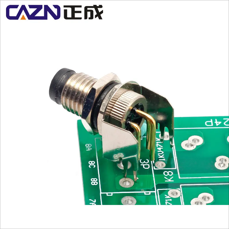 M8 Male Female Receptacle Back Mounted Straight Grounding Type Shield Plate PCB Socket Metal Material Connector Socket