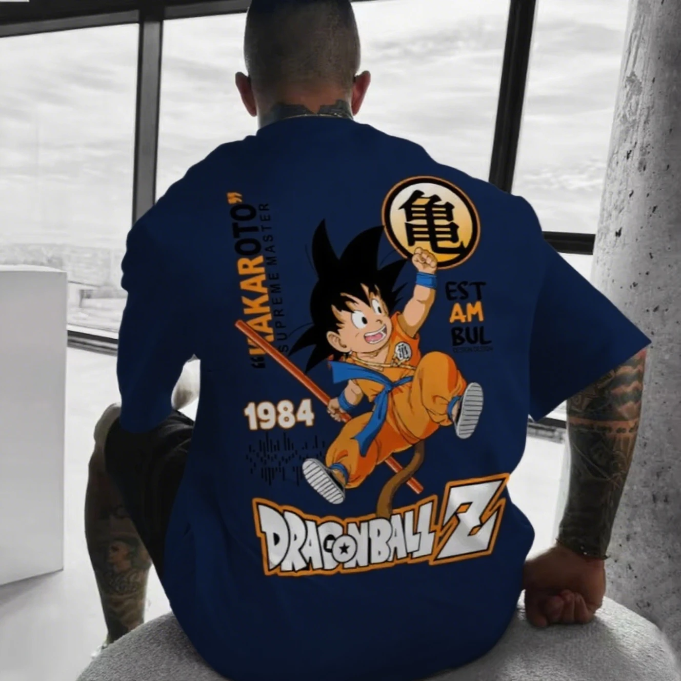 드래곤볼 Z 애니메이션 손오공 코스프레 청소년 남성 오버사이즈 티셔츠 패션 프린트 여름 면 반팔 상의 캐주얼 의류 남성 선물