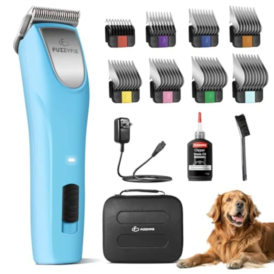 

Professional dog grooming clippers for thick curly matted coats: stainless steel, black, 2-speed low-noise cordless design with