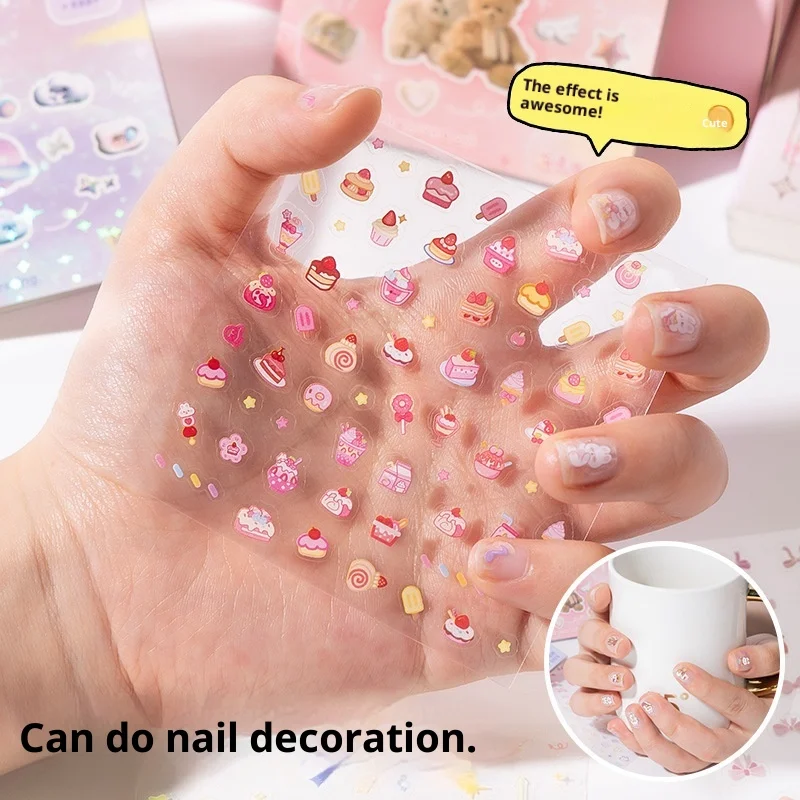 Niedliche Cartoon-Nagelaufkleber, 24-Blatt Mini-Waschtischaufkleber für Nägel, Tagebuch und Basteln – ästhetisches, wasserfestes Nagelkunst-Dekor