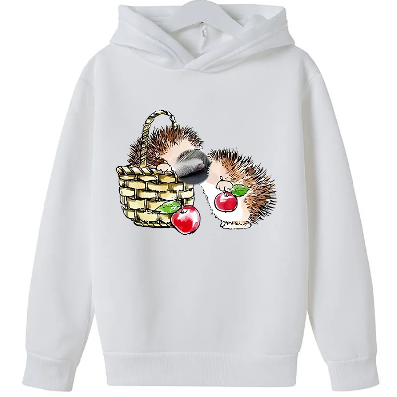 New Cute Hedgehog  Art Print Cute Sweatshirts Girls GYM Lover Birthday Gift Pink Top Thick Clothes Kids  Hooodie Sweater