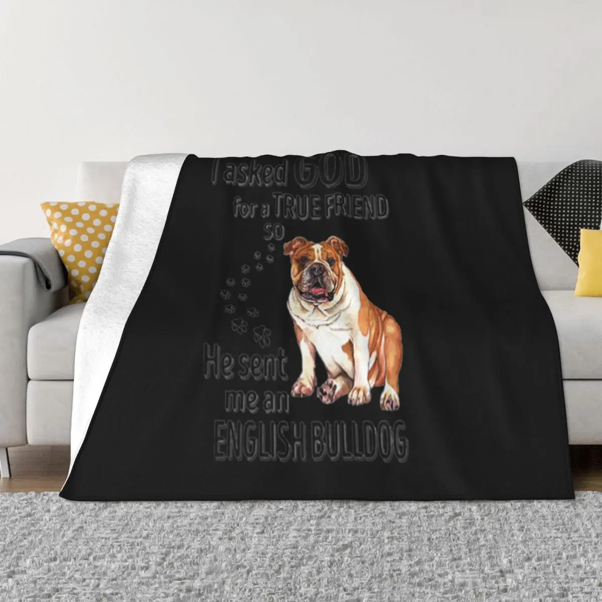 I Asked God For A True Friend So He Sent Me An English Bulldog Low Price 3D Stylish Throw Blanket