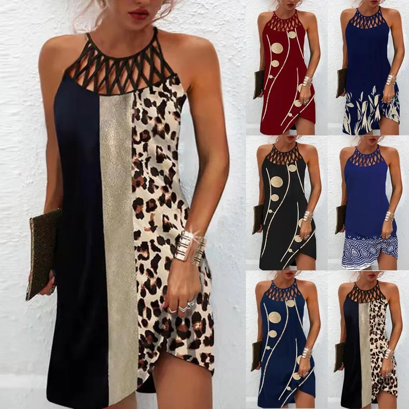 Kadın gevşek Vintage Ruffles Befree elbise delik seksi yaz yelek tankı kayışı Boho Casual parti zarif Mini elbiseler artı boyutu