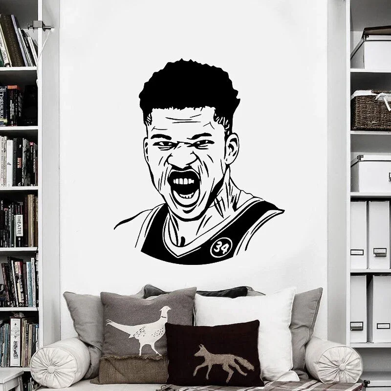 Basketball Superstar Letter Brothers Giannis Antetokounmpo  self-adhesive  removable Wall Sticker Art  Decal Mural   Decor
