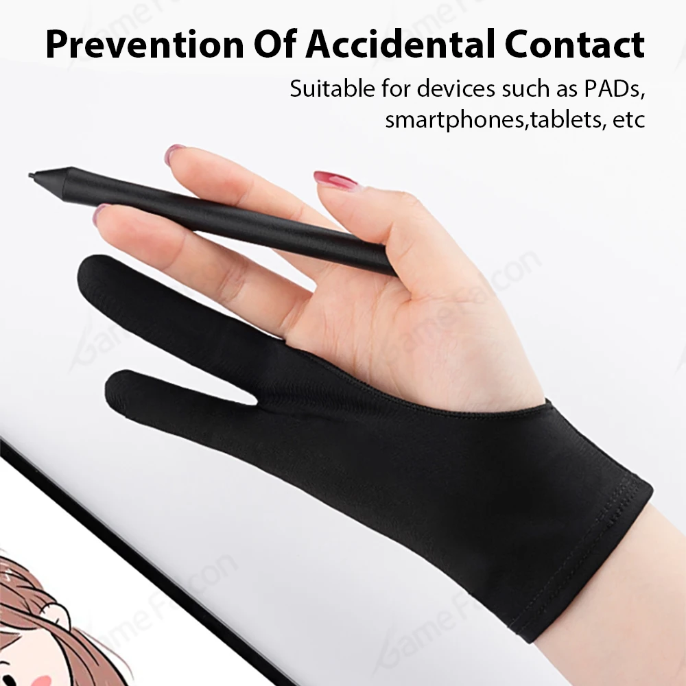 Black Two Finger Anti Fouling Glove For Tablet Phone Drawing Write Gloves For Ipad Pro Air Mini Anti Accidental Contact Gloves