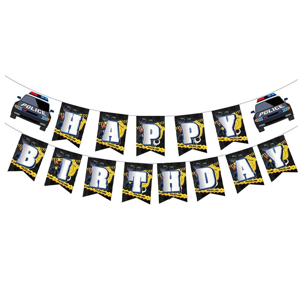 Police Party Supplies Decorations Banner Cake Topper Police Officer And Car Theme 5th Birthday Balloon Set Kids Party Supplies