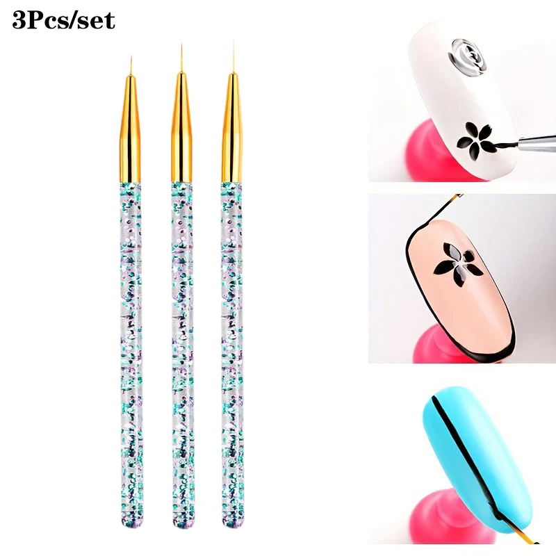 7/9/11mm Nail Brush Acrylic French Stripe Line Painting Drawing Flower Pen Gel Polish Acrylic Handle Manicure Tools