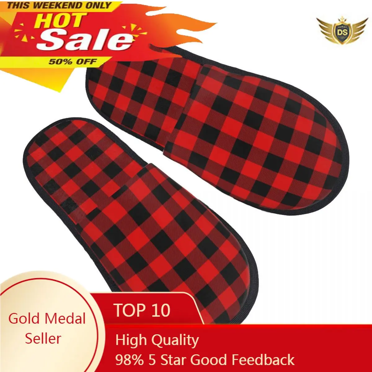 

Indoor Red Buffalo Plaid Pattern (2) Warm Slippers Winter Home Plush Slippers Fashion Home Soft Fluffy Slippers