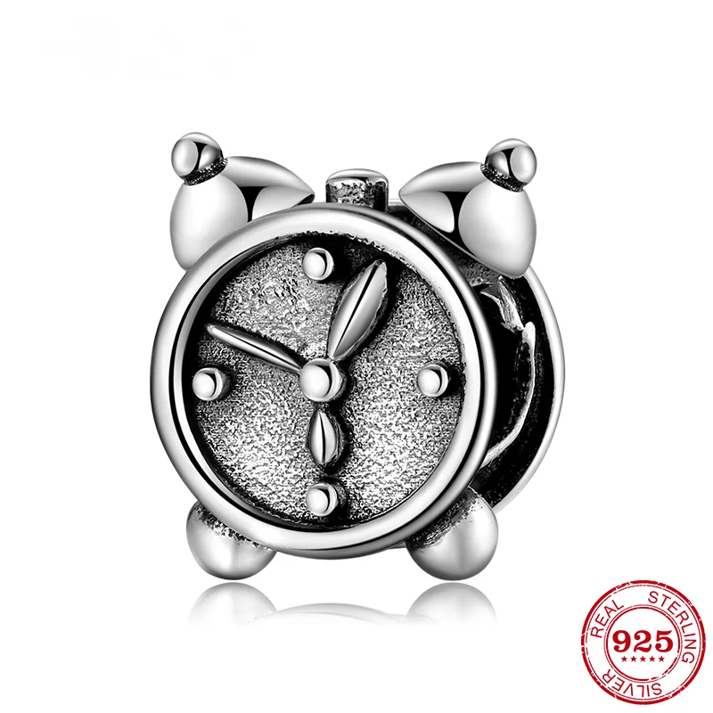 STILLHOUSE New Retro Pointer Alarm Clock 925 Sterling Silver Beads Fit Original Charm Bracelets Fine Jewelry Making