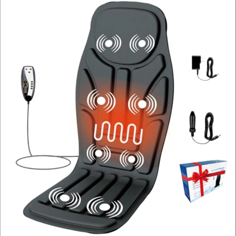 

Remote Control Heated Massage Cushion 8-Vibration Motor Back Massager Ergonomic Design for Office Chair Car Seat and Home Use