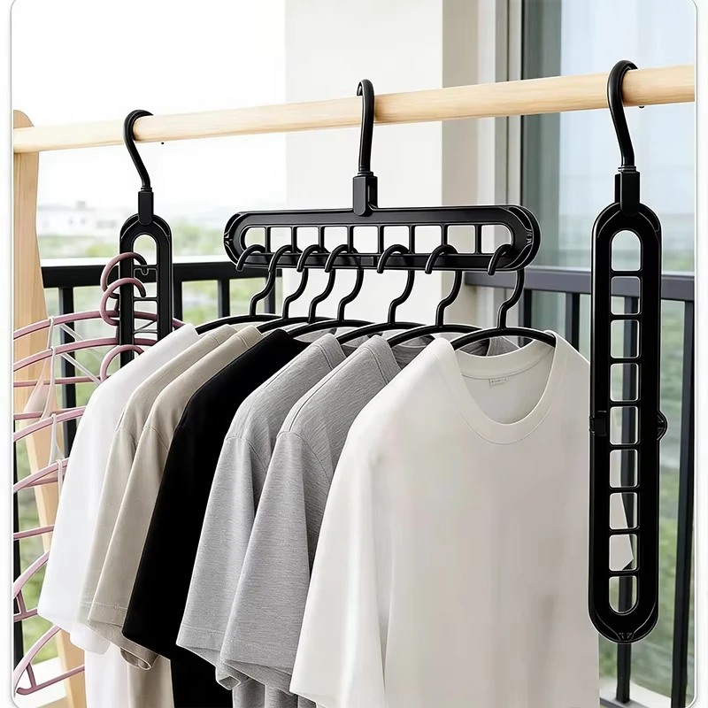 

3Pcs 9-Hole Foldable Clothes Hangers Plastic Heavy Duty Space Saving Organizer Hangers For Clothes Home Closet Wardrobe Hanger