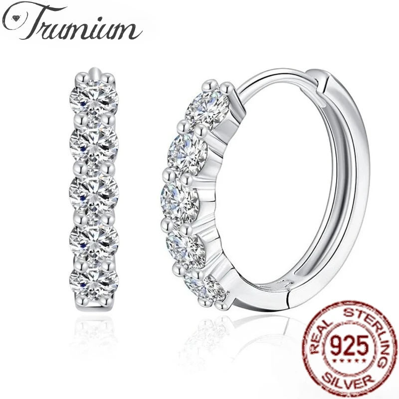 

Trumium 3mm 925 Sterling Silver Moissanite Hoop Earrings for Women Drop Huggie Stud Earring Hypoallergenic 18K White Gold Plated