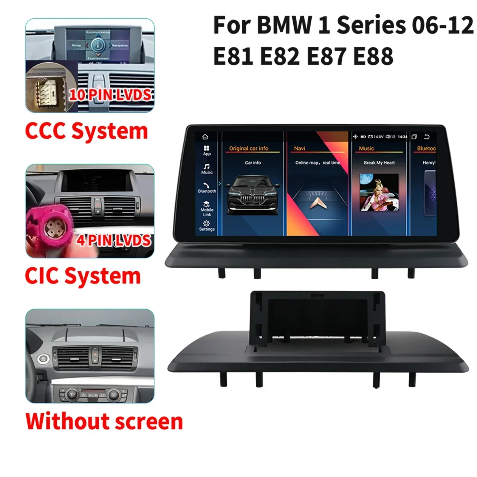 8+256G Android Car Radio Multimedia Video Player for BMW 1 Series E81 E82 E87 E88 2005-2012 CCC CIC Idrive Nav GPS GPS Autoradio