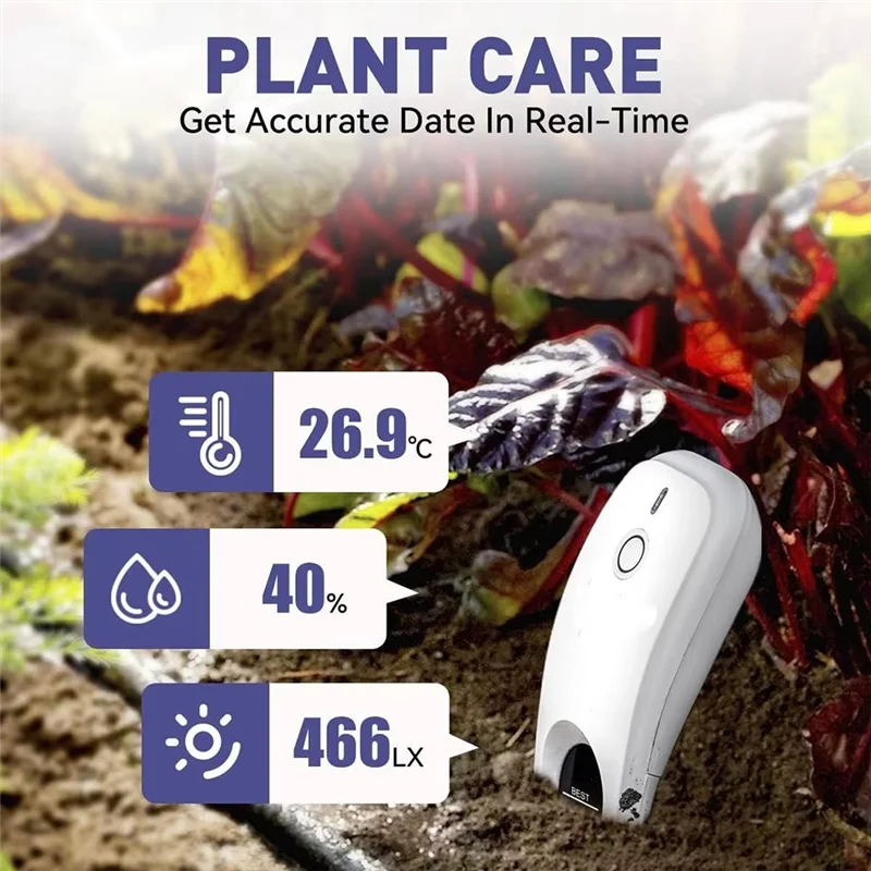 Medidor inteligente de umidade do solo ABFY-Wifi, testador de umidade/temperatura/luz do solo 3 em 1, sensor de umidade do solo sem fio para jardim