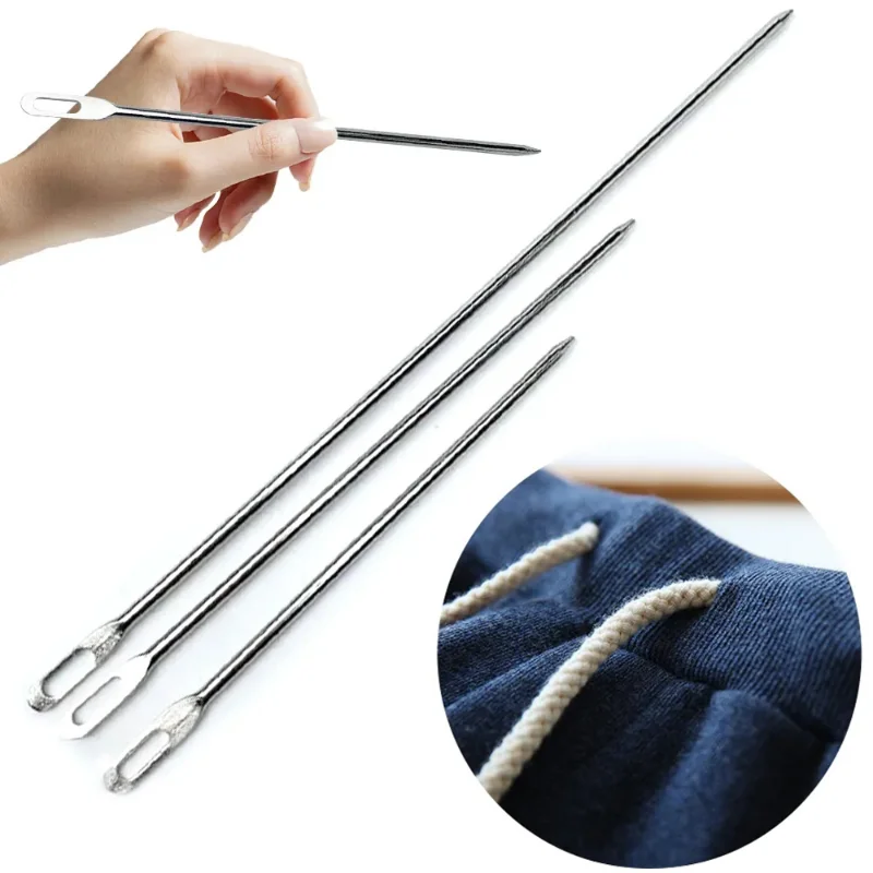 Elastic Cord Rope Threader Clip for Cotton Rope Bag Metal Drawstring Rope Threaders Self-Locking Tweezer Sewing Punch Needle Kit