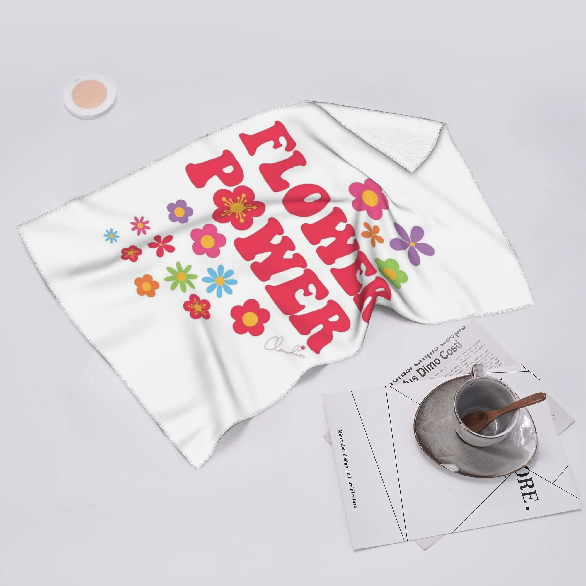 Custom Colorful Flower Power Seamless Pattern Soft Face Towel Quick Dry Pool Bath Cotton Towels Absorbent