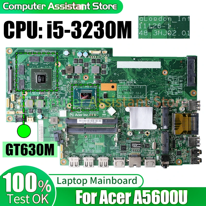 

For ACER A5600U Laptop Mainboard 11126-1 48.3HJ02.011 i5-3230M GT630M Notebook Motherboard