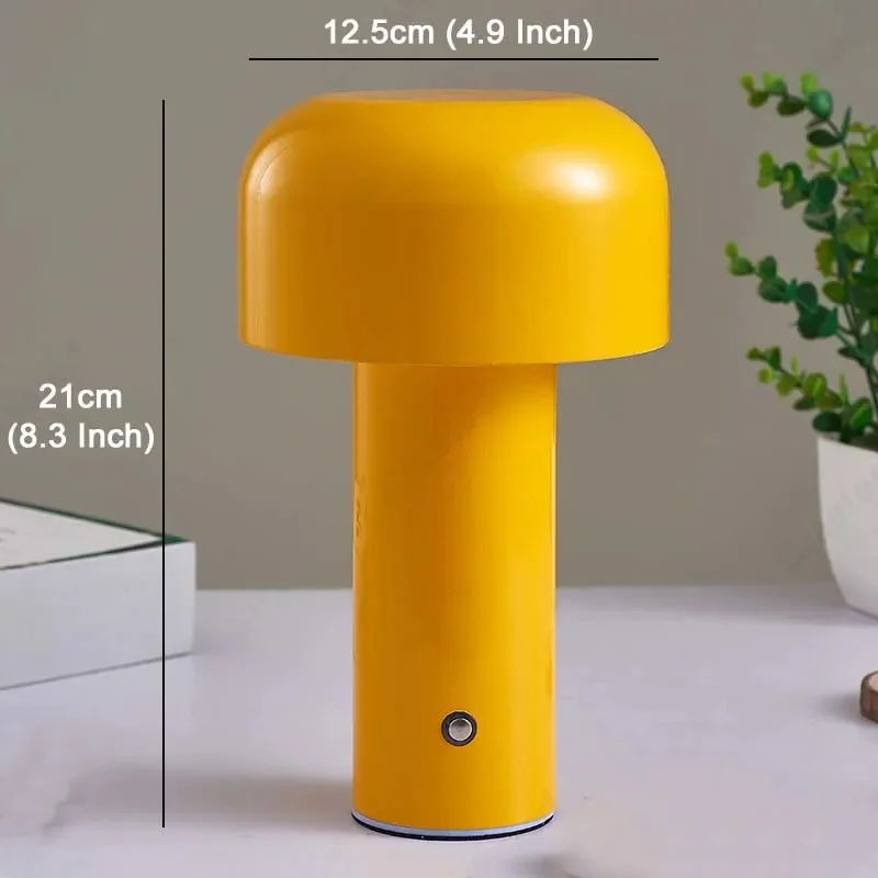 Mushroom Table Lamp Dimmable Wireless 3 Colors Type-C Rechargeable For Bedroom PC Desktop Decor Living Room Bedside Lighting