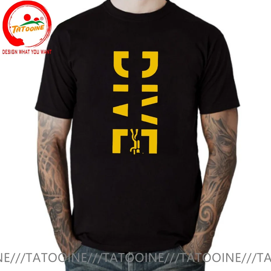 Scuba Dive Diver Diving Print T Shirt Men Fashion Trendy Casual Clothing Stylish Tops Tee Shirt Leisure Tshirt Men's T-Shirt