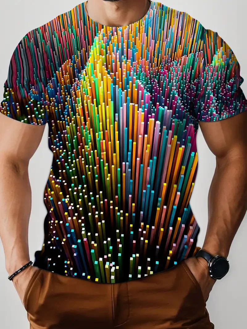 Cool Colorful 3d Printed Festive Atmosphere Unisex T-Shirt Street Personality Short Sleeve Everyday Casual Party Gorgeous Top