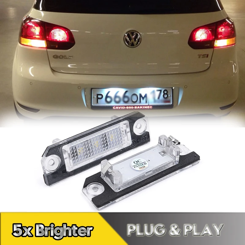 

2Pcs Canbus LED License Plate Lights For Volkswagen VW Golf 4 5 Polo 9N Lupo Passat 3C B6 Limousine Car Rear Number Plate Lamps