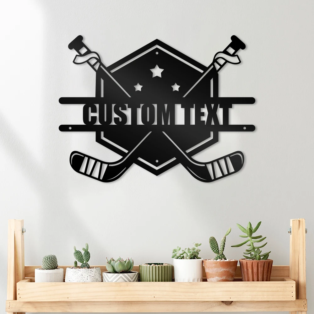 

1pc Ice hockey funny Custom Text Metal Wall Signs Metal Wall Plaque For Wall Decor