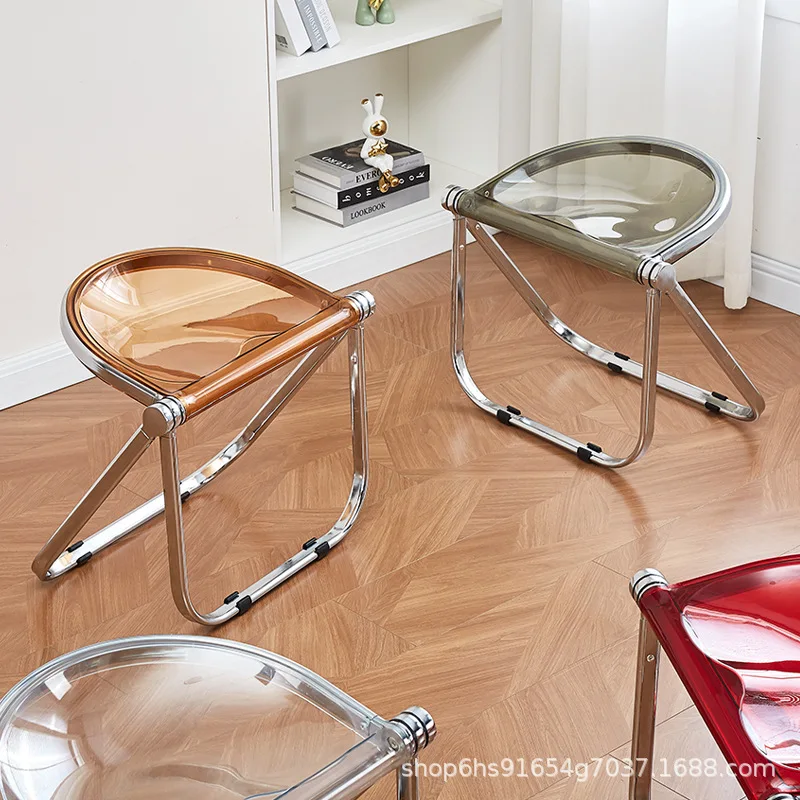 Acrylic Folding Chair for Pets Small Dogs Cats Indoor Outdoor Use Transparent Stool for Pet Grooming Dining Lounge Decor