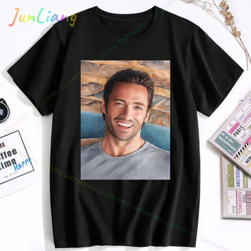 

Goth Hugh Jackman Vintage Fan Homage Women Top Y2k Clothes Retro 90s Short Sleeves 100% Cotton Women's Blouse Woman Clothing