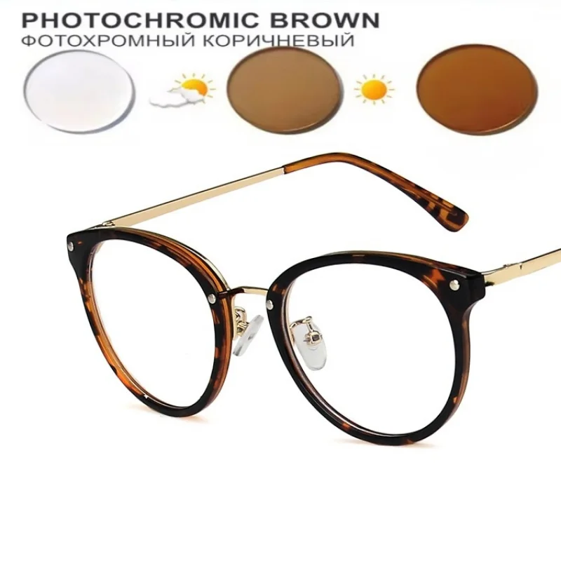Anti-Blue Light Round Prescription Glasses  Myopia and Non-Prescription, Customizable Prescription Computer Glasses0~-6.00