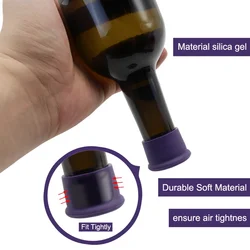 5pcs Flexible Silicone Beer Cork Cocktail Glass Bottle Stopper Cap Fresh Keeping Beverage Champagne Closures For Bar Accessories