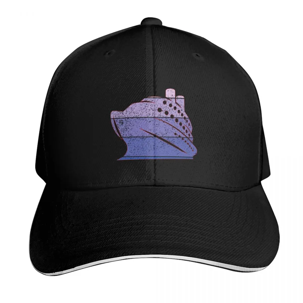 Retro Cruise Ship Purple Baseball Cap Casual Daily Wear Quick Dry Performance Cotton Twill Breathable