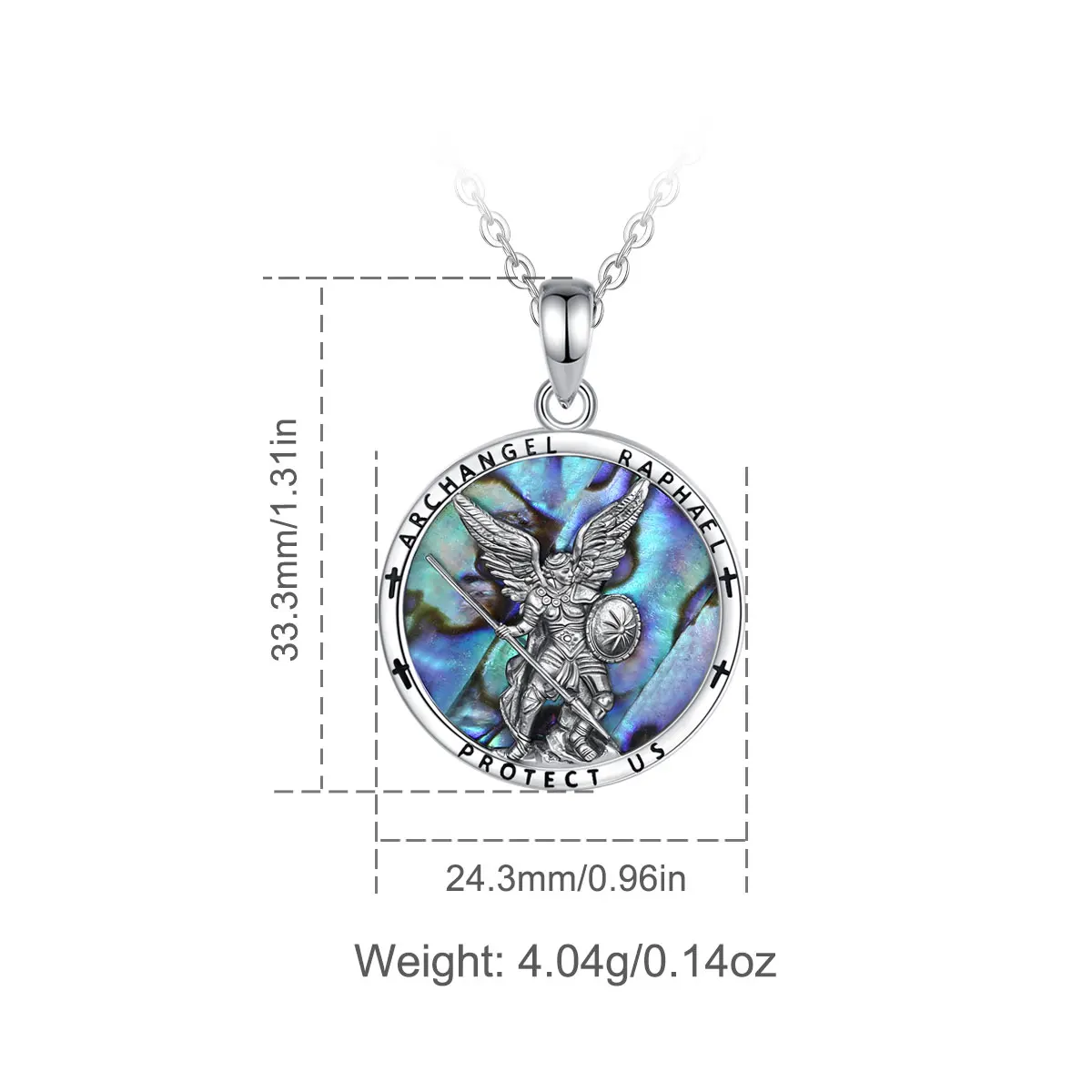 Eudora 925 Sterling Silver St.Michael Necklace Abalone Shell Archangel Medal Pendant Christian Jewelry Religious Gift for unisex