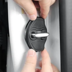 For 2016-2023 Tesla Model 3 Model Y Door Lock Cover Protective Latch Cover ABS Carbon Fiber Style 4pcs