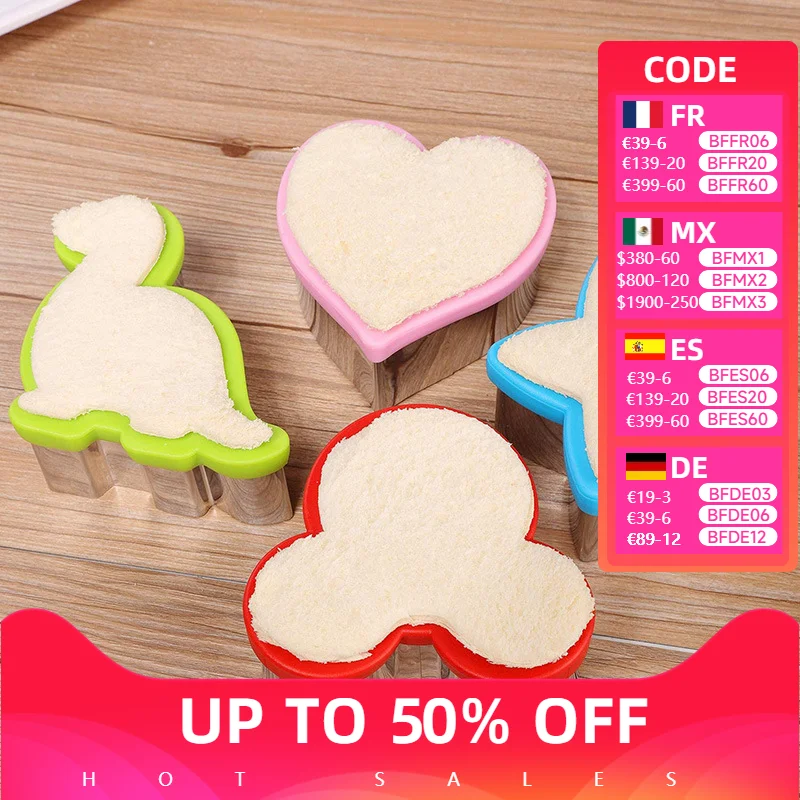 Cortador de sándwich de Mickey Mouse, molde para galletas de corte de acero inoxidable de Mickey Minnie, herramientas para hornear, figuras de Anime, juguetes para niños