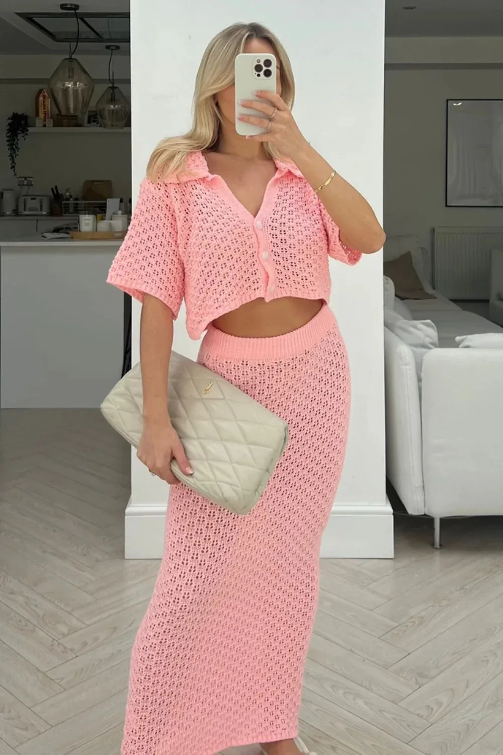 

Sexy Women Skirt Set Swimsuit Cover Up Beach Knitted Hollow Out Cardigan Top Bodycon Skirt Sets Mesh High-Waist Bottoms Suit