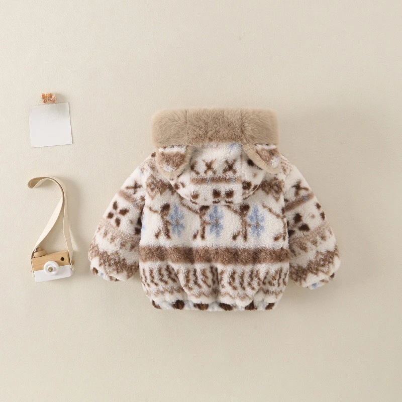 2026 Winter New Hot Selling Cute Plush Children's Cartoon Pattern Thickened Warm Hooded Coat