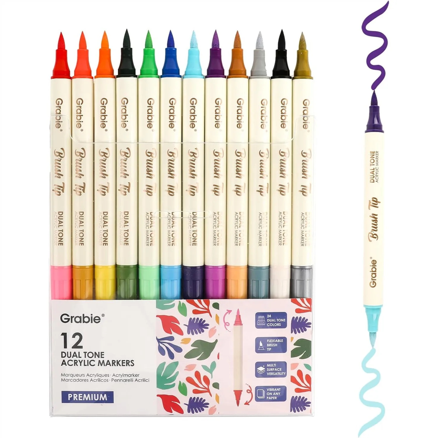 

Акриловые маркеры, 24 цвета, с двусторонними наконечниками-кисточками для рисования на камнях и художественных работ, яркие и универсальные.