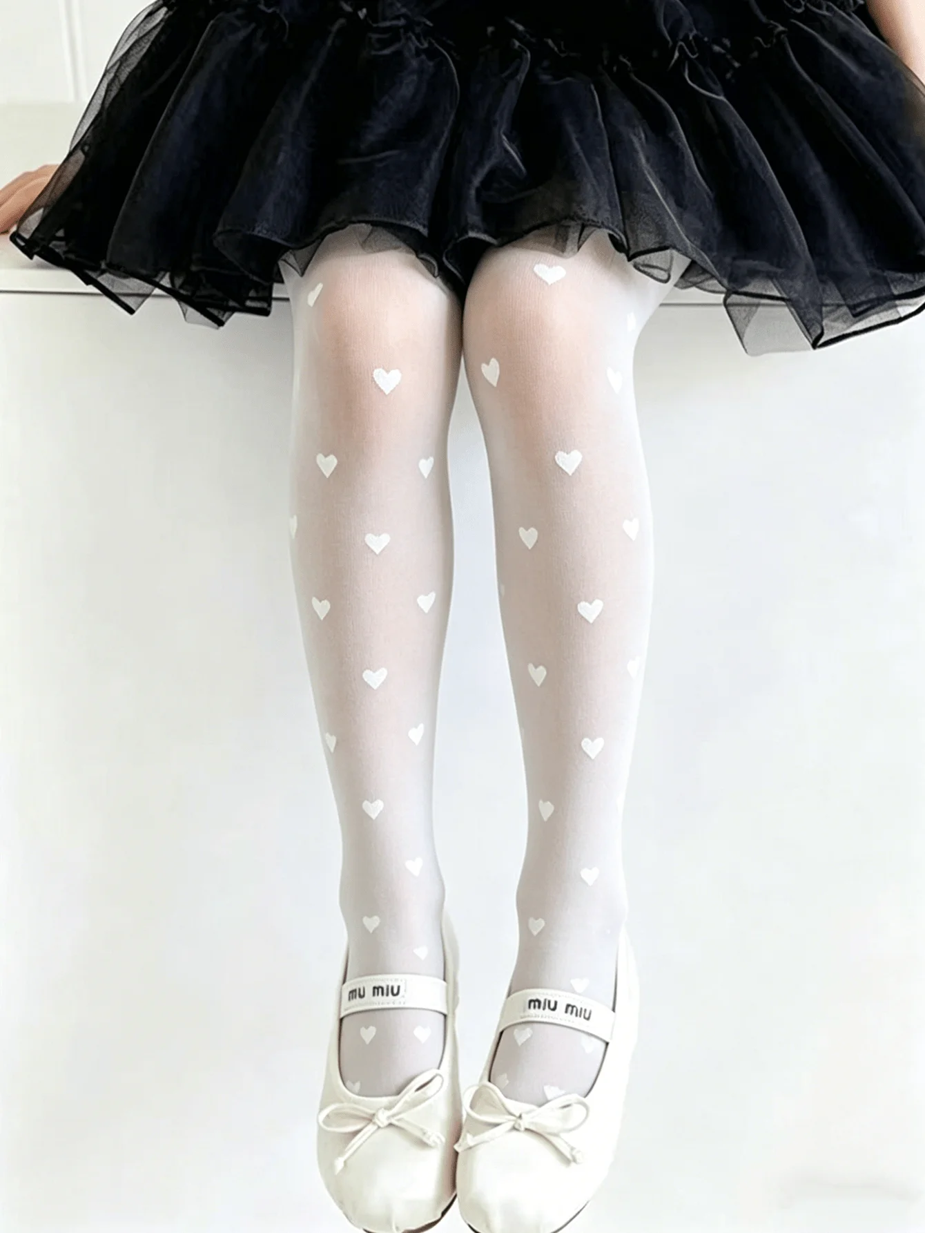 2 Stück Mädchen-Strumpfhosen mit Herz-Print, UPF50+, Sonnenschutz, durchsichtige, atmungsaktive Sommerstrümpfe, hochelastisches Set mit Ballett-Tanzsocken für Kinder – Detail 10