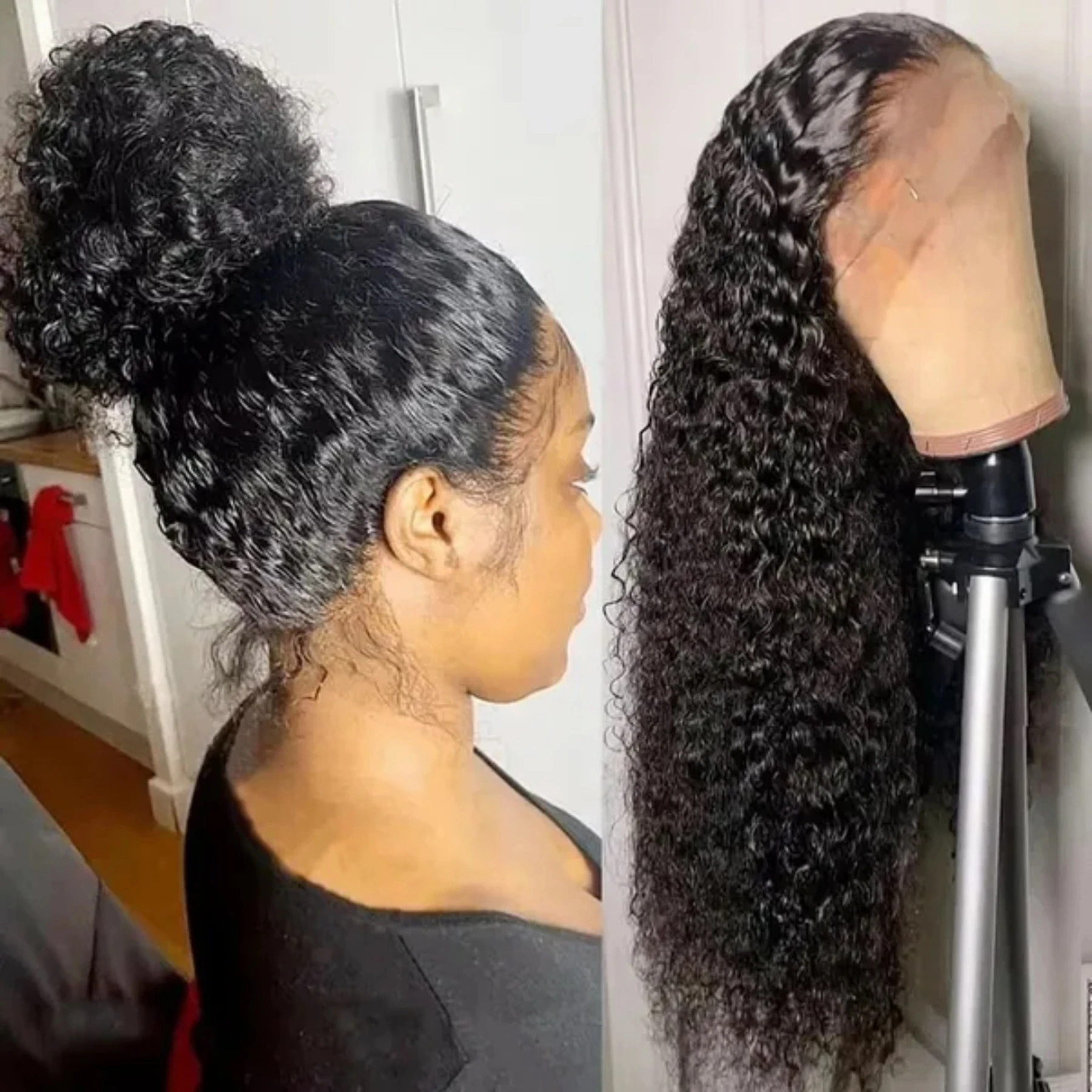 

Kinky Curly HD Full Lace Frontal 13X4X1 Wig For Black Women Mother Gifts Preplucked With Baby Hair Daily Party Wedding Cosplay