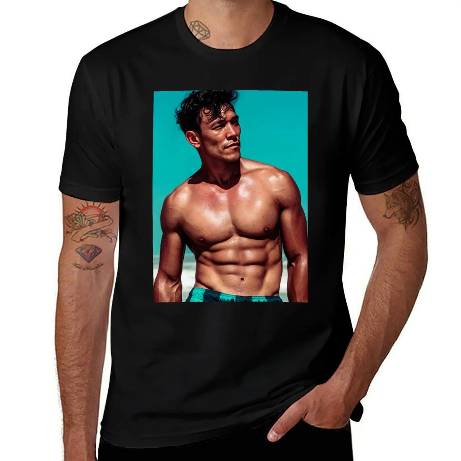 

Beach-Worn Strength Sunlit Muscular Form T-Shirt tees oversized t shirt Men's cotton t-shirt