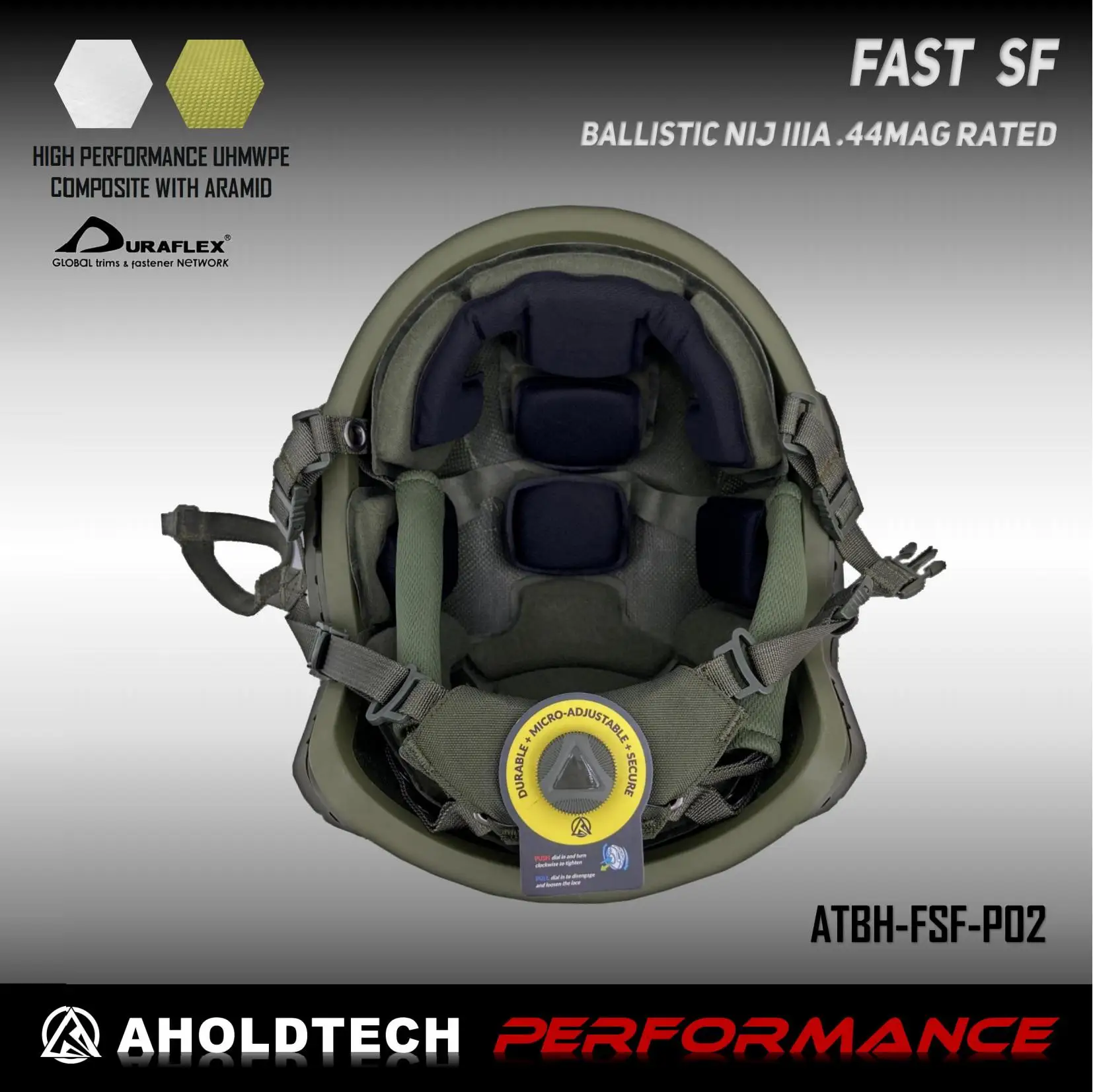 Aholdtech Performance FAST SF High Cut Aramid+PE Ballistic NIJ IIIA 3A CAM FIT Dial EPIC Liner Bulletproof Helmet