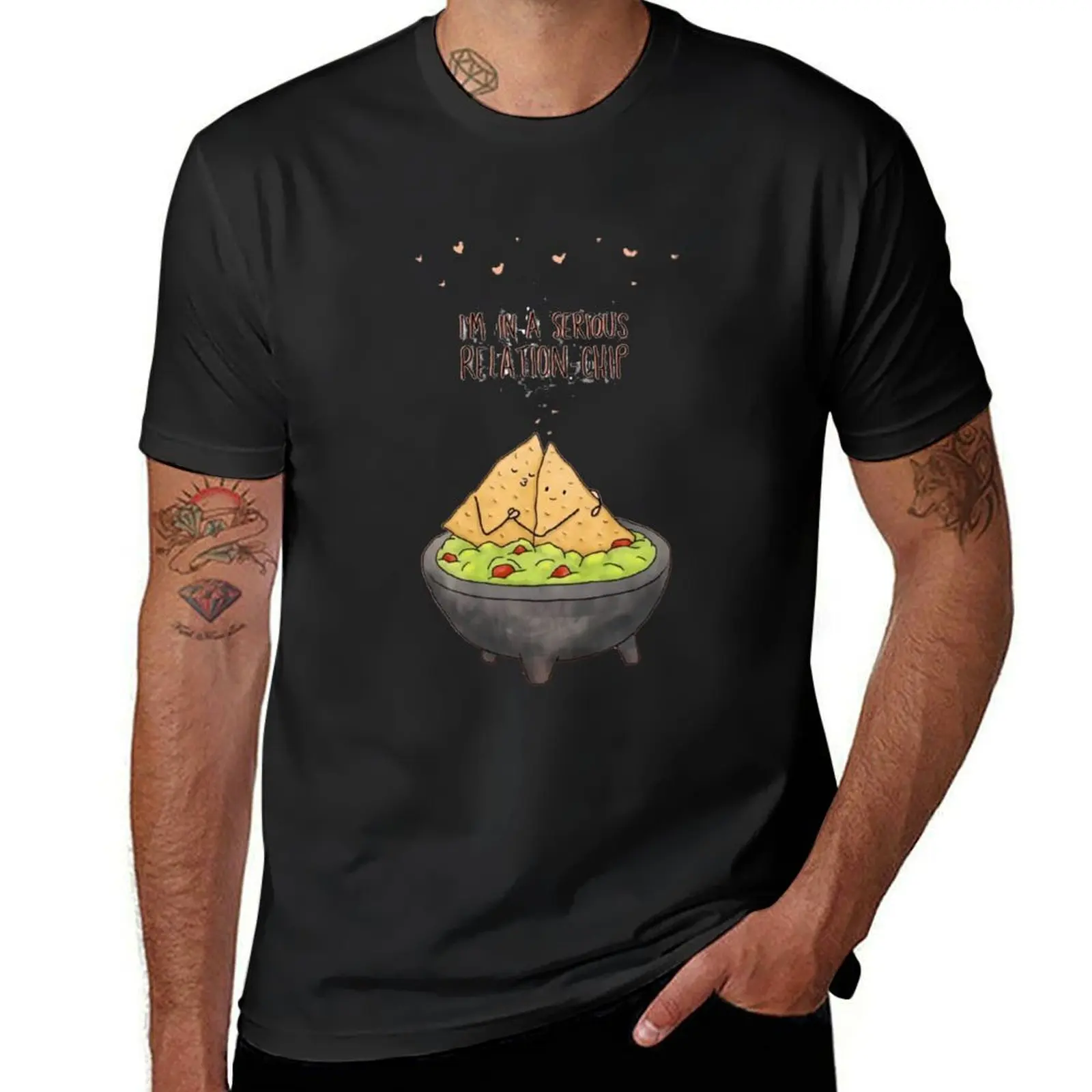 Funny Food Love Puns - I'm in a Serious Relation-Chip T-Shirt plus sizes anime Short sleeve tee Men's t-shirt