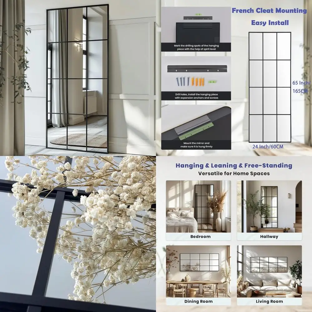 

Full Length Wall Mirror Art Pane 65x24 Farmhouse Style Leaning Hanging Bedroom Living Room Decorative Mirror